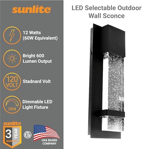 Sunlite LED Outdoor Raindrop Wall Sconce Light Fixture, 12 Watts, 600 Lumens - Image 3