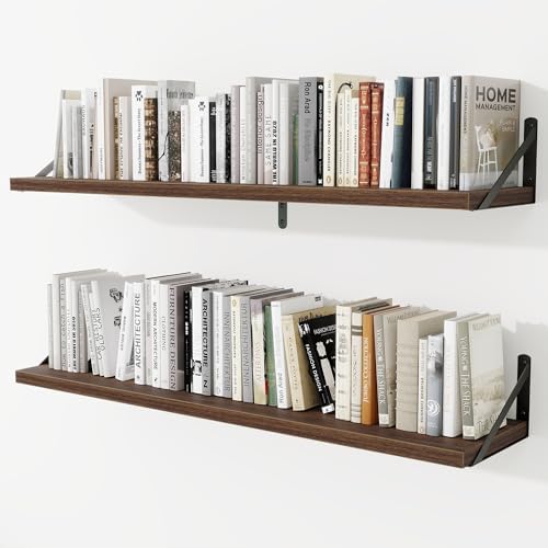 Deep Wall Shelves 48"W x 8"D Engineered Wood Floating Shelves by Venusmiles