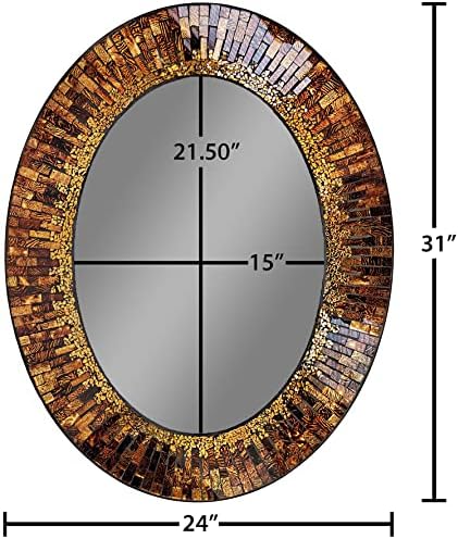 Lulu Decor, Decorative Handmade Amber Oval Mosaic Wall Mirror - Image 3