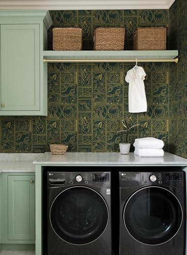 Erfoni Green and Gold Wallpaper Vintage Self Adhesive Peel Stick Wallpaper - Image 7