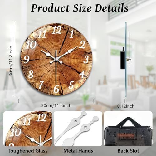 peacoblue Wood Tree Stump Wall Clocks Battery Operated - Image 2