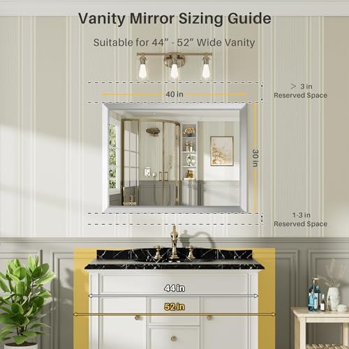 Briivue Bathroom Wall Mirror, 40x30 Inch - Image 2