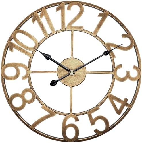Large Outdoor Clock, 16 Inch Kitchen Wall Clock Silent Non-Ticking Battery by SUKYING