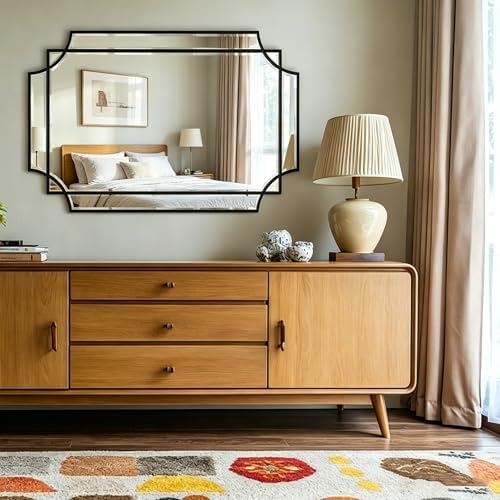 36"x24" Geometric Decorative Beveled Mirror - Image 6