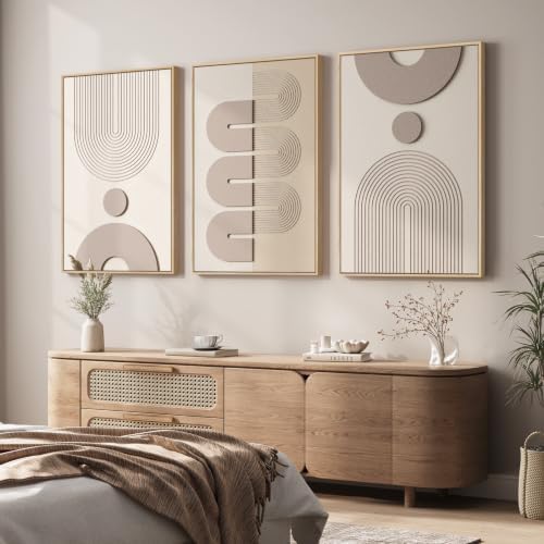 3D Large Framed Boho Neutral Abstract Wall Art - Image 4