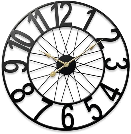 Large Wall Clock, Modern Black Decorative Wall Clock Silent Non Ticking Battery by SUKYING