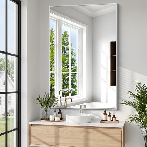 BONEWEI Silver Bathroom Mirror, 30x42 inch Wall Mirror - Image 2