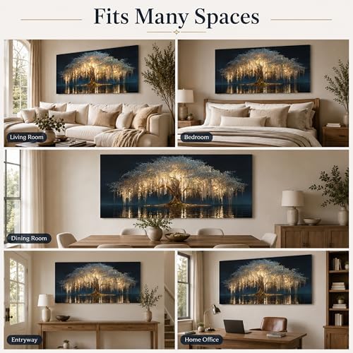 MBFKVFE Large Tree of Life Canvas Wall Art, 24x48 Inch - Image 5