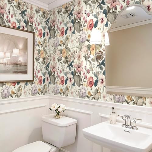 Jeweluck Vintage Floral Wallpaper Peel and Stick Wallpaper 16.9”x590.5” - Image 3