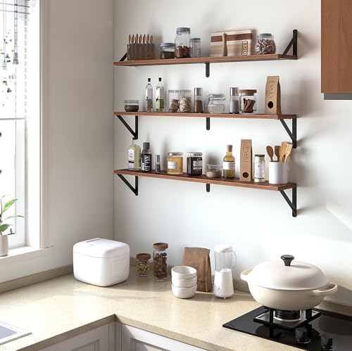 Heimlove Floating Shelves for Wall, 32 Inch Long Wood Floating Shelves Set of 3 - Image 6