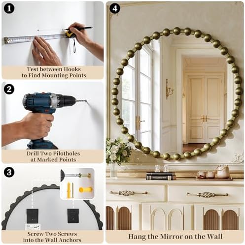 36 Inch Bronze Round Mirror, Circle Wall Mirror Vanity - Image 5