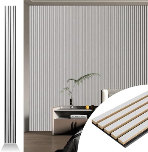 Art3d 4-Pack Fluted Acoustic Wood Slat Wall Panel, 107 x 8 Inch by Art3d