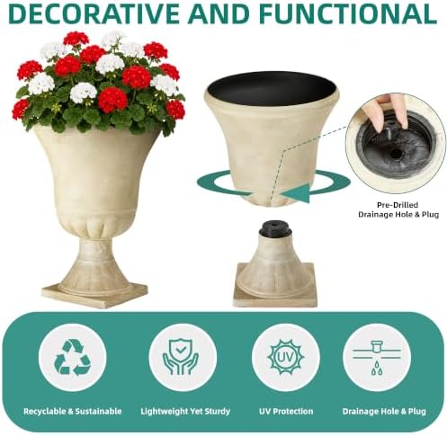 Autodaya 22"Tall Large Urn Planters - Image 4
