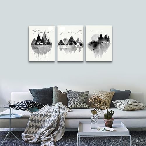 Lapremoly Black And White Geometry Paintings Wall Art - Image 2