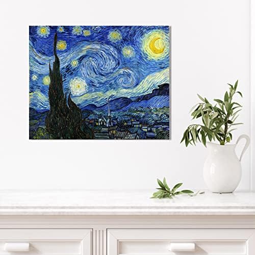 1 KINGO Van Gogh Canvas Wall Art Starry Night Landscape Painting 12" x 15" - Image 4