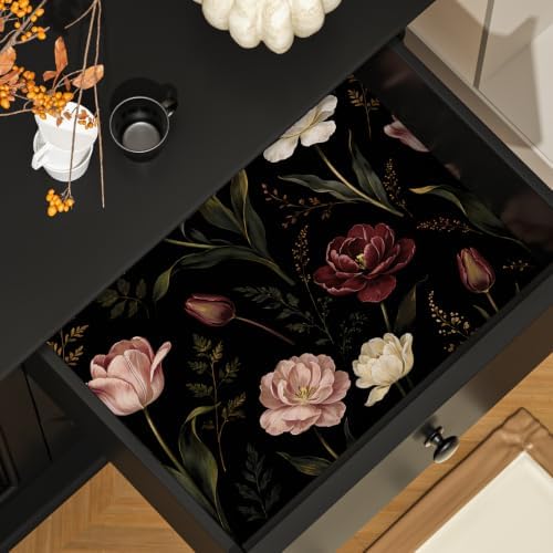 ILHIIOR Dark/Pink Floral Peel and Stick Wallpaper 17.5 x 118 Inches - Image 2