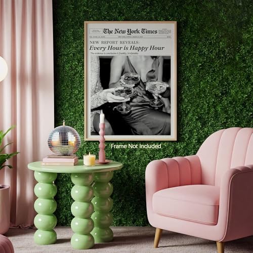 Retro Black and White Newspaper Wall Art 12x18inch UnFramed Every Hour Is Happy - Image 4