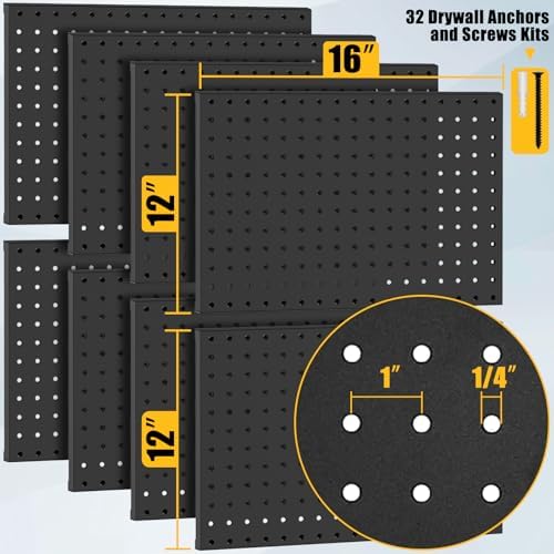 PBHEPJ 8 Pcs Metal Pegboard Panels, Includes Drywall Anchors and Screws Kits - Image 3