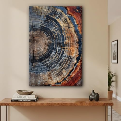 IBHJSART Framed Tree Ring Canvas Wall Art Wood Stump Prints Bedroom Office - Image 6