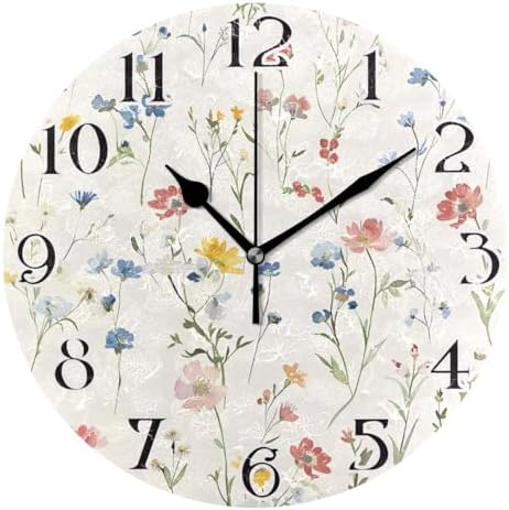 ALAZA Dainty Little Flowers Wall Clock Battery Operated Kitchen Clock 9.5 Inch by ALAZA