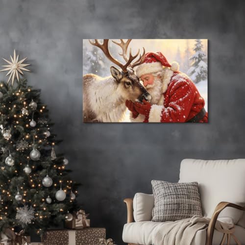 AVANT GARDE CANVAS Christmas Canvas Wall Art, Santa Claus Tenderly Petting - Image 3