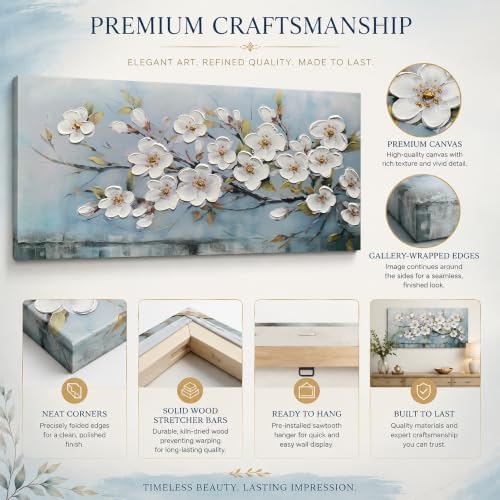 Anolyfi Cherry Blossom Flowers Textured Wall Art - Image 5