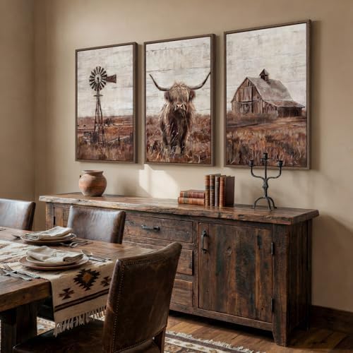 Framed Highland Cow Farmhouse Wall Art - Image 4
