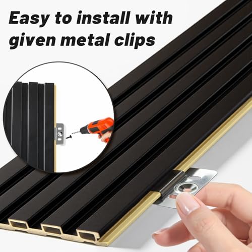 WPC Slat Wall Paneling, 94.5 x 6 in, Matte Black - Image 4
