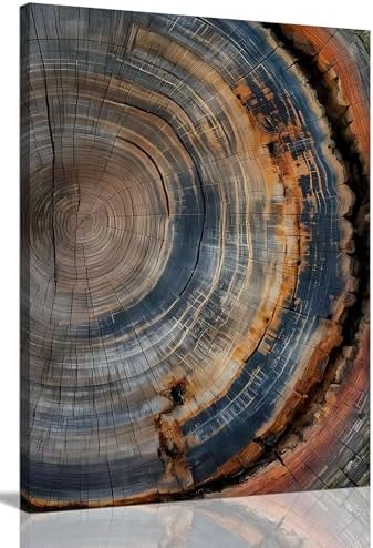 Tree Ring Wall Art Canvas, Modern Nature Decor by IBHJSARTWallArt