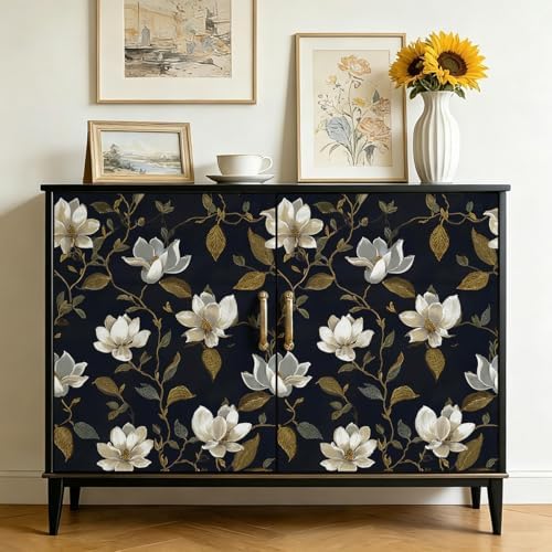 Livebor Dark Peel and Stick Wallpaper Floral Contact Paper 16.9" x 393.7" - Image 7
