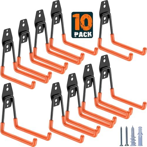 HUPBIPY Garage Hooks Heavy Duty 10 Pack, Wall Mount Ladder Hooks by HUPBIPY