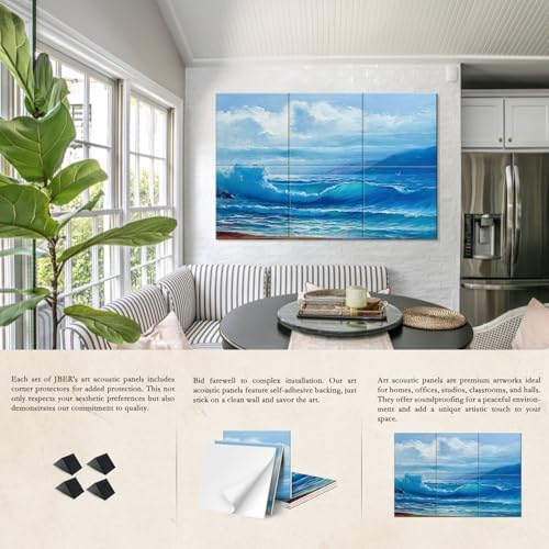 JBER 6 Pack Art Acoustic Panels 72" x 48", Soundproof Wall Art, Sea Waves - Image 4