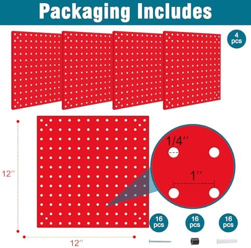 4 Pack Steel Peg Board, Universal 1/8 and 1/4 Pegboard Accessories, Office - Image 2
