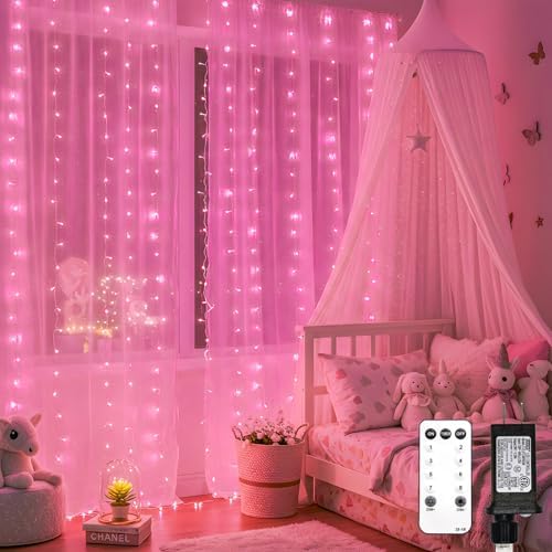 suddus Curtain Lights for Bedroom, 300 Led 9.8ft x 9.8ft Hanging String Lights by SUDDUS