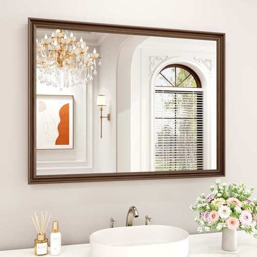 WEER Brown Bathroom Vanity Mirror 40x30 Inch by WEER