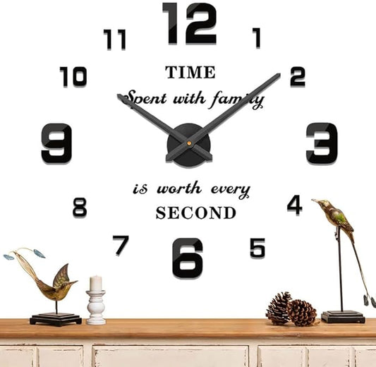 Mintime Modern Frameless DIY Wall Clock Large 3D Wall Watch Mirror Numbers by Asrnten