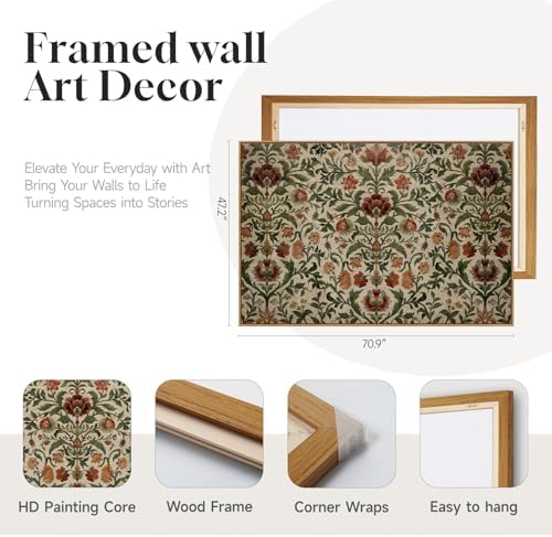 Extra Large Framed Vintage Morris Floral Wall Art - Image 5