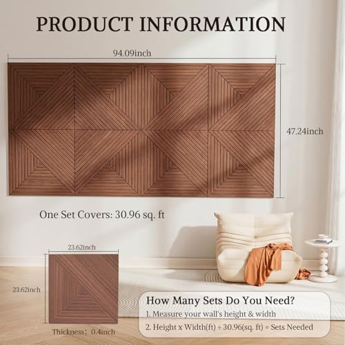 Acoustic Wall Panels, 8 Piece 23.62" X 23.62" Peel and Stick Wall Panels - Image 2