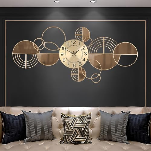 Modern Large Wall Clock Metal Decorative Clock, 3D Creative Wall Art Silent Non by SINMI