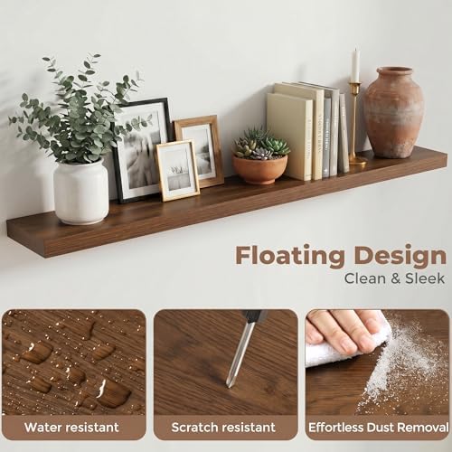 72 Inch Floating Shelves for Wall, Walnut Finish - Image 4