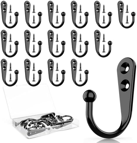 15 Pcs Black Coat Hooks, Wall Hooks by ZBDPOVT