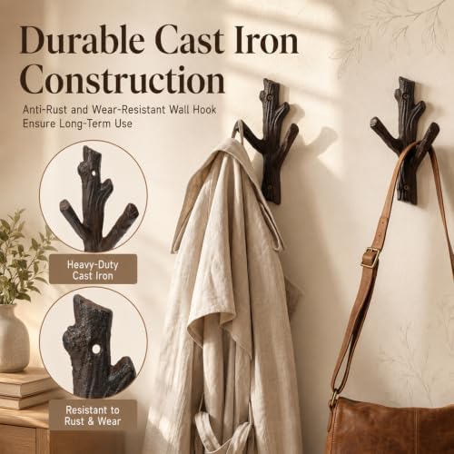 Frienda 4 Pcs Rustic Tree Branch Decorative Hooks, 7.5" X 3.7 " - Image 2