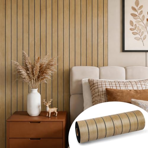 Wood Grain 15.8" W x 118" L Peel and Stick Wall Panels, 3D Soundproof by Labeumela