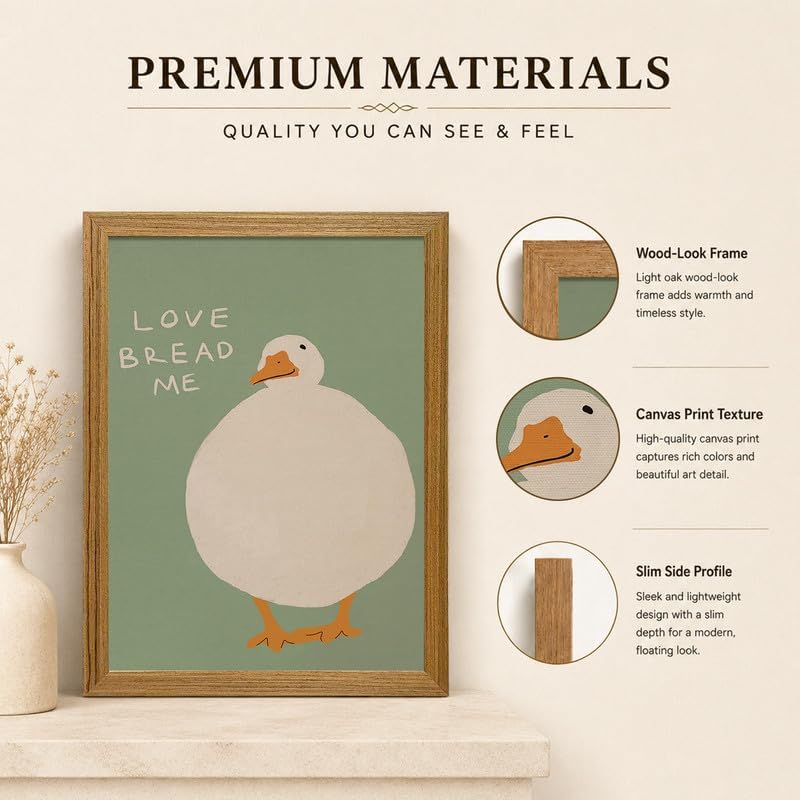 Framed Kitchen Wall Art Funny Goose Wall Decor Whimsical Animal Canvas - Image 6