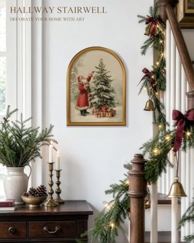 VIYYIEA Gold Framed Wall Art, Santa Claus and Tree - Image 3