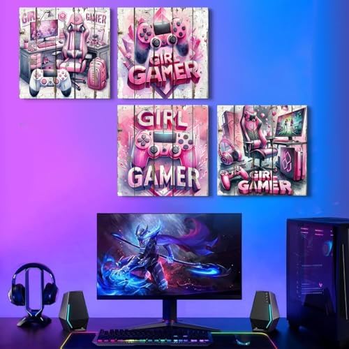Gaming Wall Decor for Bedroom Pink Gaming Poster Cool Game Canvas Prints for - Image 2