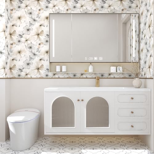 ILHIIOR Beige Floral Peel and Stick Wallpaper Boho 17.5 x787 Inches - Image 3