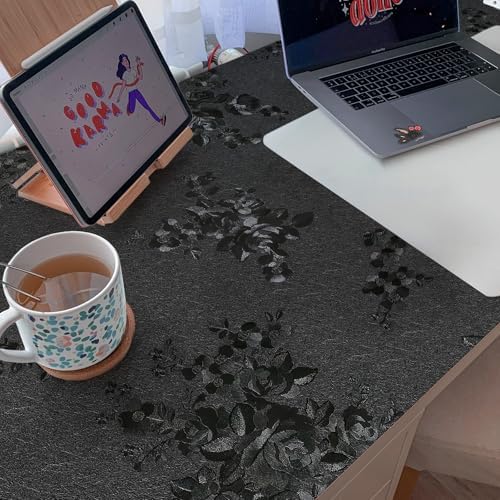 Black Peel and Stick Wallpaper Silk Embossed Floral 393in17.7in - Image 5