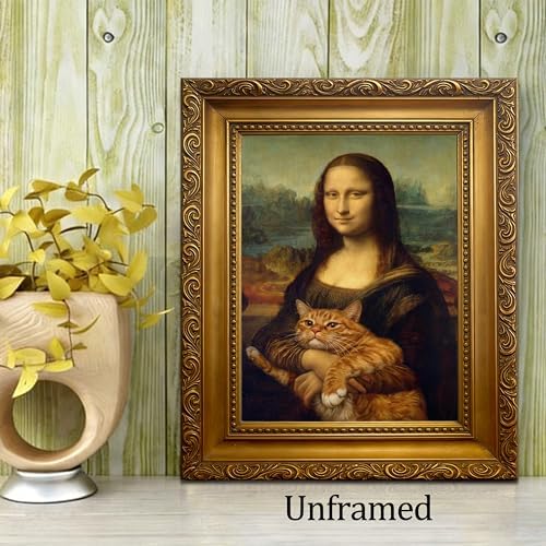 Funny Mona Lisa Cat Wall Art, Vintage Renaissance Mona Lisa Holding Orange - Image 6