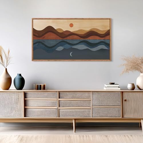 CHDITB Framed Canvas Wall Art for Bedroom, Sun and Moon Long Horizontal Wall - Image 4
